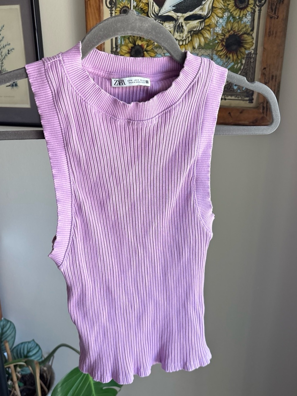 Zara Lilac Ribbed Tank Top